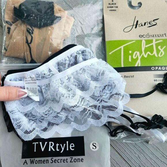 Hose tights thigh high and garter lingerie bundle Like New - New - Picture 2 of 9